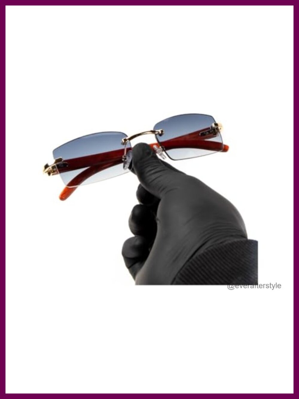Rimless Rectangle Sunglasses UV400 Tinted PC Lens Lightweight Retro Unisex